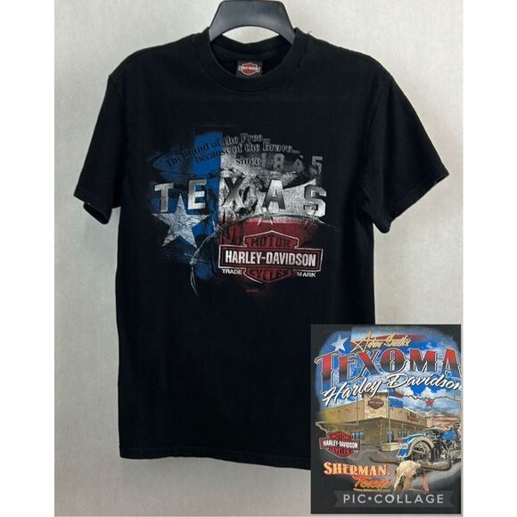Harley-Davidson Motorcycle Tshirt Texoma Sherman TX Sz M Black Short Sleeve 2012 - Picture 1 of 8